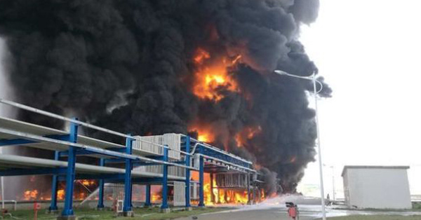 Warehouse storing chemicals and fuel catches fire
