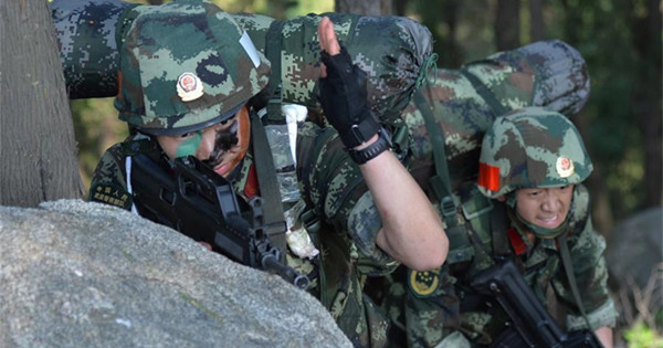 Armed police soldiers hold training sessions at Mountain Tai