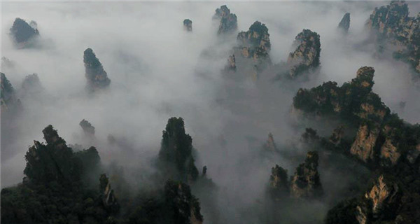 Scenery of sea of clouds in Zhangjiajie