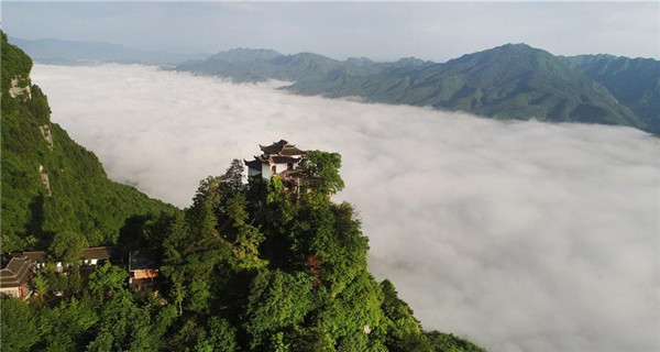 Scenery of Jiutai Taoist Temple scenic spot in NW China