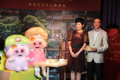 The unveiling ceremony of  cartoon characters McDull and his mom Madame Mak in the World Premiere Zone, Madame Tussauds Hong Kong.