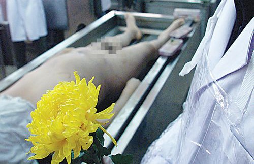 A student of Peking Union Medical College holds a chrysanthemum as a tribute to a body on which he will have his first lecture on human anatomy. Finding cadavers remains a challenge for medical schools today when not enough people pledge their bodies. [Photo: CFP]