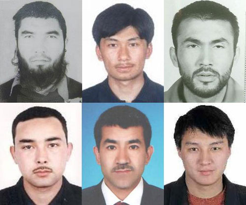 The Chinese police have published a list of six terrorists, all of whom were core members of the terrorist group East Turkistan Islamic Movement.(Photo Source: Ministry of Public Security) 