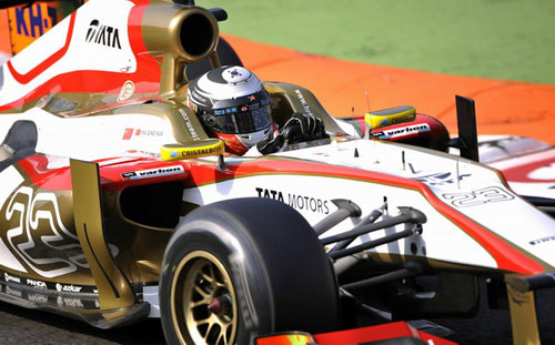 HRT Formula One driver Ma Qinghua of China drives his car during the first practice session of the Italian F1 Grand Prix at the Monza circuit September 7, 2012. [Photo/Agencies]