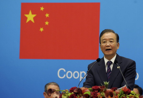 Chinese Premier Wen Jiabao makes a speech during the European Union-China summit at the Egmont Palace in Brussels September 20, 2012. [Photo/Agencies]