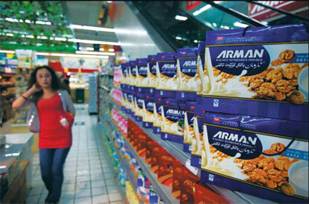 The Arman supermarket in Urumqi, capital of the Xinjiang Uygur autonomous region, is believed to be one of the largest outlets in the region selling halal food. Wang Jing / China Daily