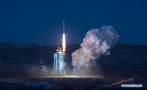 Long March-2C carrier rocket carrying an environment-monitoring satellite Huanjing-1C blasts off from the launch pad at the Taiyuan Satellite Launch Center in Taiyuan, capital of north China's Shanxi Province, Nov. 19, 2012. The Huanjing-1C satellite and the other two satellites Huanjing-1A and Huanjing-1B, which were sent to the outer space in 2008, will be used to monitor the environment and help reduce natural disasters. (Xinhua/Liu Chan)