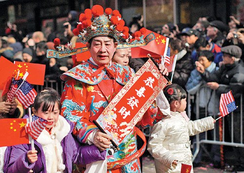 Revelers attend a Chinese New Year's parade in New York's Chinatown in January. [Photo/Agencies] 