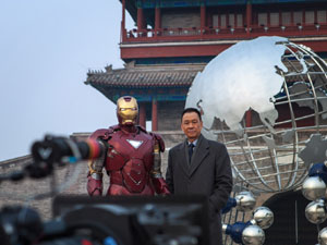 Wang Xueqi joins the making of Iron Man 3 in Beijing. PROVIDED TO CHINA DAILY