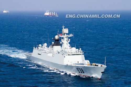 The ��Yantai�� guided missile frigate was delivered and commissioned to the Navy of the Chinese People��s Liberation Army (PLA) in June 2011.It is 134 meters long, 16 meters wide and 35 meters high, with a maximum displacement of 4,000-odd tons. It undertakes such main tasks as anti-submarine, commanding, air defense, escorting and so on. (chinamil.com.cn/Zhang Qun and Hu Quanfu)