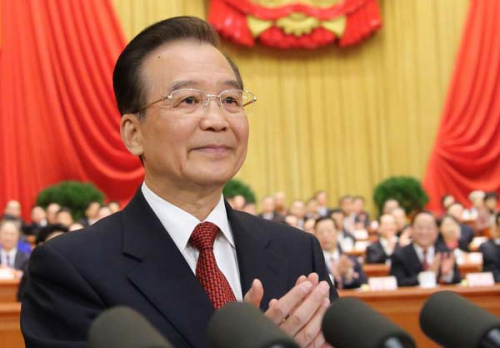 Chinese Premier Wen Jiabao delivers the government work report to the annual session of the National People's Congress (NPC) at the Great Hall of the People in Beijing March 5, 2013. [Photo/Xinhua]