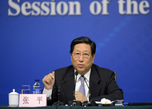Zhang Ping, minister of the National Development and Reform Commission, answers questions at a press conference of the first session of the 12th National People's Congress (NPC) in Beijing, capital of China, March 6, 2013. (Xinhua/Wang Peng)