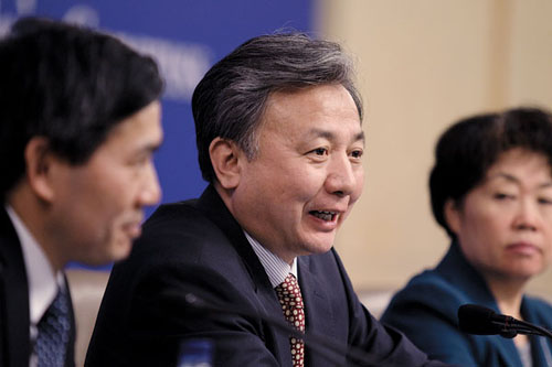 Lang Sheng speaks at a news conference on the work of the National People's Congress on Saturday at the 12th NPC at the Great Hall of the People in Beijing. Zhu Xingxin / China Daily