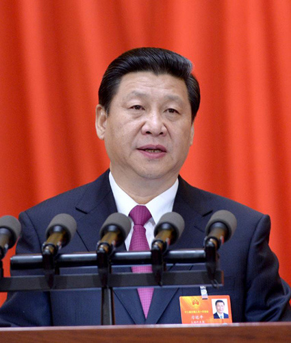 Chinese President Xi Jinping speaks at the closing meeting of the first session of the 12th National People's Congress (NPC) at the Great Hall of the People in Beijing, capital of China, March 17, 2013. (Xinhua/Li Tao)