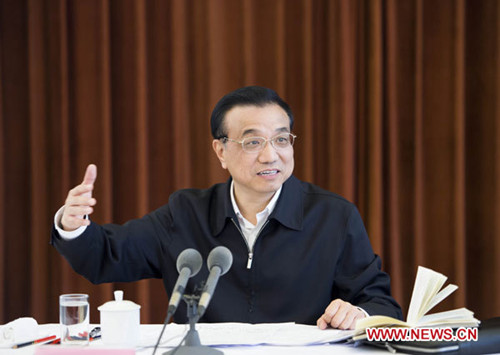 Chinese Premier Li Keqiang, also a member of the Standing Committee of the Political Bureau of the Communist Party of China (CPC) Central Committee, speaks during an economic work conference in east China's Shanghai Municipality, March 29, 2013. (Xinhua)