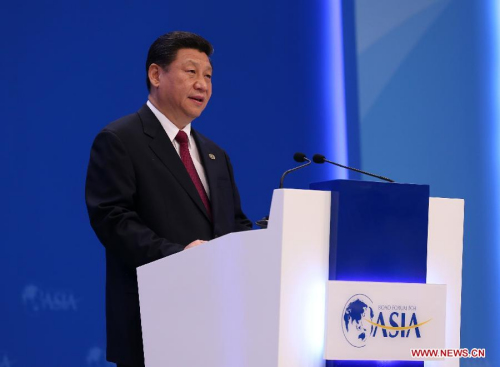 Chinese President Xi Jinping delivers a keynote speech at the opening ceremony of the Boao Forum for Asia (BFA) Annual Conference 2013 in Boao, south China's Hainan Province, April 7, 2013. (Xinhua/Pang Xinglei)