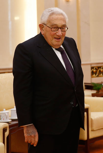 Former US secretary of state Henry Kissinger, in Beijing on Wednesday, ahead of his 90th birthday next month. Sheng Jiapeng for China Daily