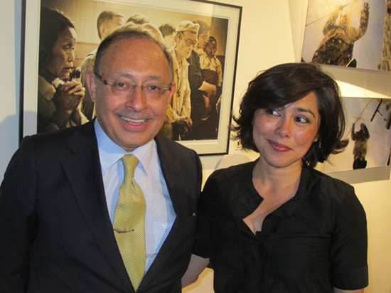 Efren Calvo with his daughter Patricia at Beijing's new Latin America and Caribbean Center in May. Mike Peters / China Daily