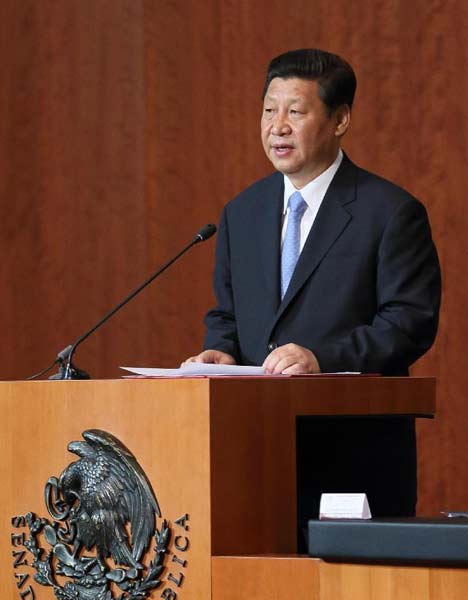 President Xi delivers a speech at Mexico's Senate on June 5. Lan Hongguang / Xinhua