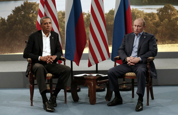 US President Barack Obama (L) meets with Russian President Vladimir Putin during the G8 Summit at Lough Erne in Enniskillen, Northern Ireland June 17, 2013.[Photo/Agencies]