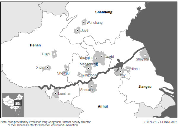 AFFECTED AREAS ALONG HUAIHE RIVER 