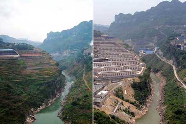 Landscape changes since 2005 along the banks of the Chishui River, a tributary of the Yangtze River, suggest the grave effects of human activity on the ecosystem of China��s longest river. [PHOTO BY WANG LEI / FOR CHINA DAILY]