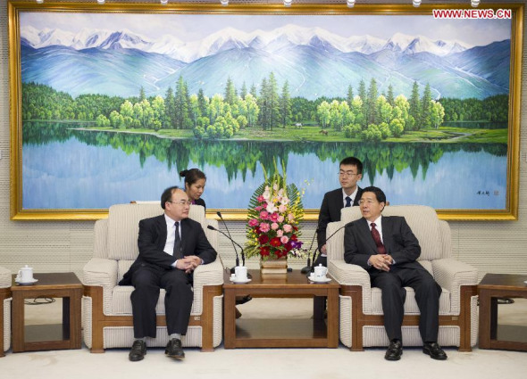 Chinese State Councilor and Minister of Public Security Guo Shengkun (R) meets with Bui Quang Ben, Vietnam's Deputy Minister of Public Security, in Beijing, capital of China, Aug. 29, 2013. (Xinhua/Xie Huanchi)
