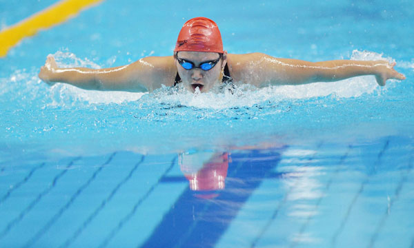 Ye Shiwen competes during the women's 400m medley final at the National Games in Shenyang, Liaoning province, Sept 4, 2013. [Photo/Xinhua]