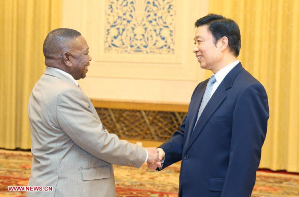 Chinese Vice President Li Yuanchao (R) meets with a delegation of the South African Communist Party (SACP) led by its General Secretary Blade Nzimande in Beijing, capital of China, Sept. 10, 2013. (Xinhua/Yao Dawei)