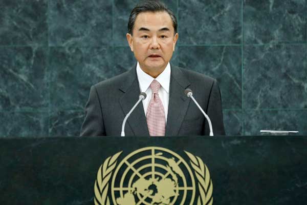 Foreign Minister Wang Yi speaks at the General Debate during the 68th UN General Assembly in New York on Friday. [Paulo Filgueiras / UN Photo]