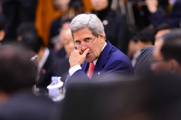US Secretary of State John Kerry attends the 8th East Asia Summit in Bandar Seri Begawan, Brunei, on Thursday. Ahim Rani / Reuters