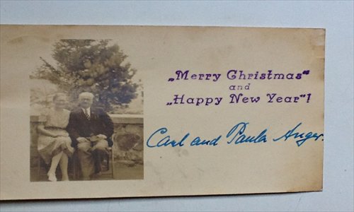 The refugee, Carl Anger, and his wife, sent Lin a postcard from Germany in 1947. Photo:Shanghai Jewish Refugees Museum