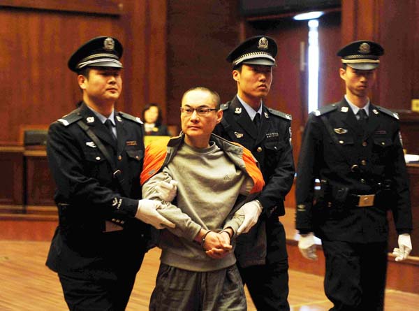 Hanlei, who was convicted in the death of a 2-year-old girl pulled from her stroller, is on trial at the Beijing's High People's Court, Nov 29, 2013.[Photo/Xinhua]