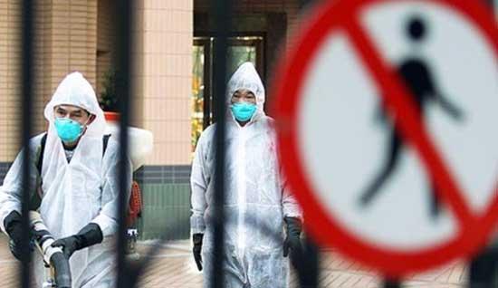 Hygiene workers sterilise areas of the Palatial Coast estate in Tuen Mun, where infected domestic worker Tri Mawarti lived. Photo: Sam Tsang
