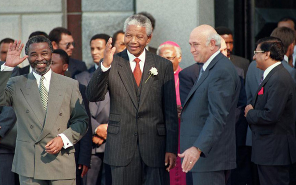 Mandela is inaugurated as South Africa's first black president on May 9, 1994. (Photo Source: Xinhuanet)