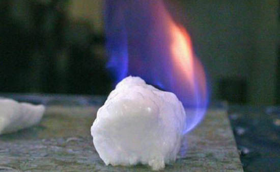 A photo of Combustible ice, or gas hydrate, usually found in ocean beds and permafrost zones (File Photo)