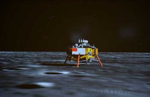 TOUCHDOWN: Chang'e-3 probe's soft-landing on the lunar surface on December 14 is shown on a monitor in the Beijing Aerospace Control Center (LI XIN)