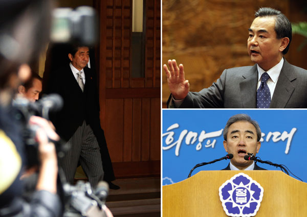 LEFT: Yuya Shino / Reuters; TOP RIGHT: Zhang Wei / China Daily; BOTTOM RIGHT: Park Jim-hee / Xinhua 