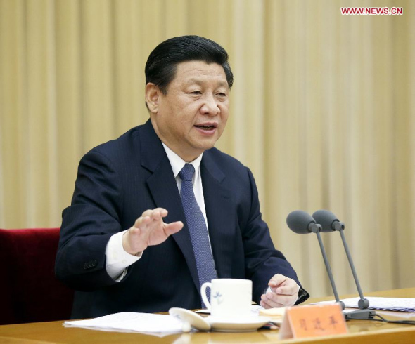 Chinese President Xi Jinping speaks at a central political and legal work meeting in Beijing, capital of China, Jan. 7, 2014. (Xinhua/Ju Peng)