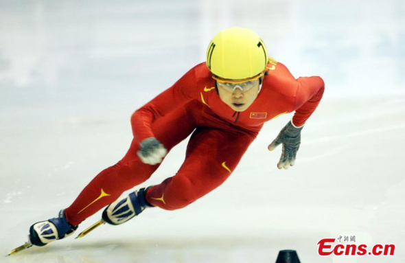 File photo shows four-time Olympic short track speed skating champion Wang Meng, who sustained a serious ankle injury during training on Thursday, Jan 16, 2014 in Shanghai. [Photo/ Osports]