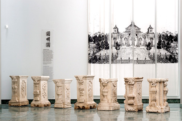 The seven marble columns looted from the Imperial Yuanmingyuan Garden, or the Old Summer Palace, about 150 years ago were on exhibit at the Kode Art Museum of Bergen, Norway. The museum will return the columns to China in September. Provided to China Daily 