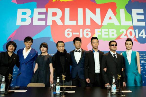 Cast and director of Blind Massage at Berlin International Film Festival.