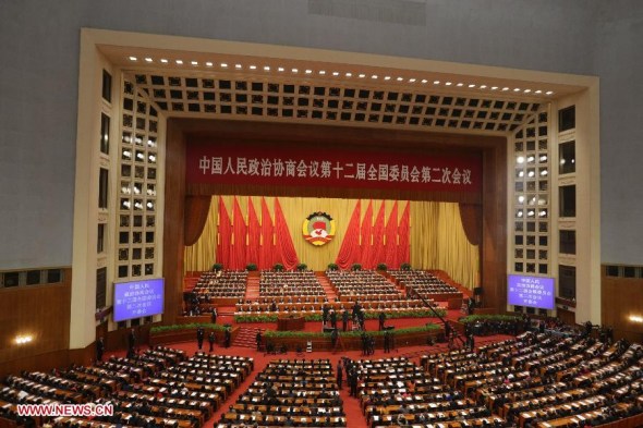 The second session of the 12th National Committee of the Chinese People's Political Consultative Conference (CPPCC), the national advisory body, opens at the Great Hall of the People in Beijing, capital of China, March 3, 2014. (Xinhua/Xing Guangli)