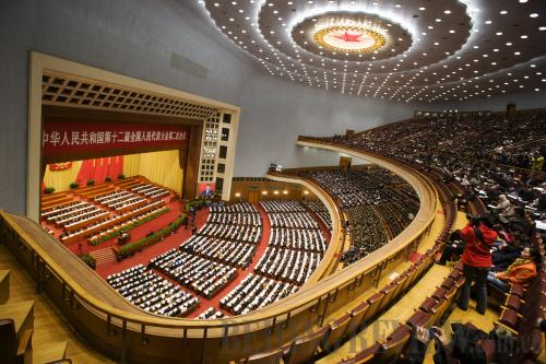 GETTING TOGETHER: The Second Session of the 12th National People's Congress opens at the Great Hall of the People on March 5 (WANG XIANG)
