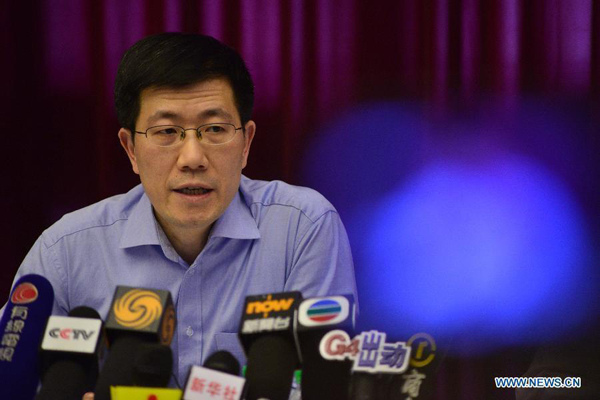 Guo Shaochun, the head of a Chinese joint working group in charge of the Malaysia Airlines incident, speaks during the press conference in Kuala Lumpur, capital of Malaysia, March 11, 2014. The most urgent task now is to speed up the search-and-rescue and investigation of the missing Malaysia Airlines jet, said Guo Shaochun, the head of a Chinese joint working group in charge of the incident Wednesday. (Xinhua/Chong Voon Chung)