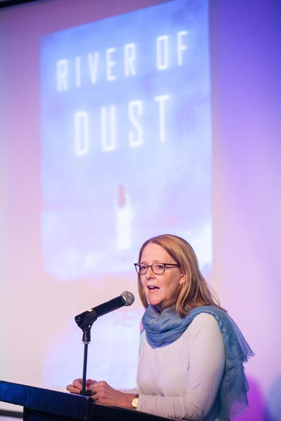 US author Virginia Pye shares with Chinese readers the genesis and inspiration of her latest novel River of Dust at the Shanghai International Literary Festival. Provided to China Daily