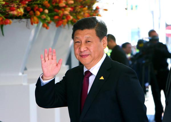 President Xi Jinping arrives for the opening session of the Nuclear Security Summit (NSS) in The Hague March 24, 2014. [Photo/Xinhua] 