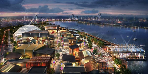 The Dream Center is expected to be completed in 2017 and will consist of 12 cultural venues, interconnected by eight themed plazas and a riverfront promenade. Provided to China Daily