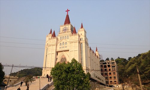 Sanjiang Church under construction. Photo: Zhang Yu/GT