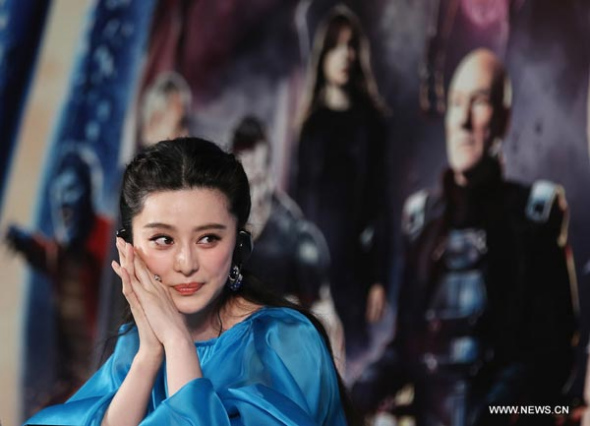 Actress Fan Bingbing attends a press conference about the film X-Men: Days of Future Past in Beijing, capital of China, May 13, 2014. [Photo/Xinhua]